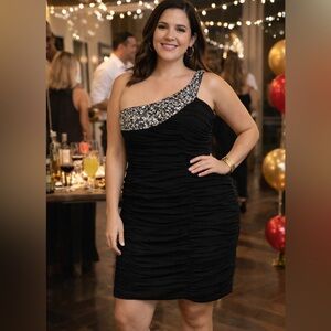 COLORS bridesmaids cocktail party LBD ruching dress prom plus size wedding